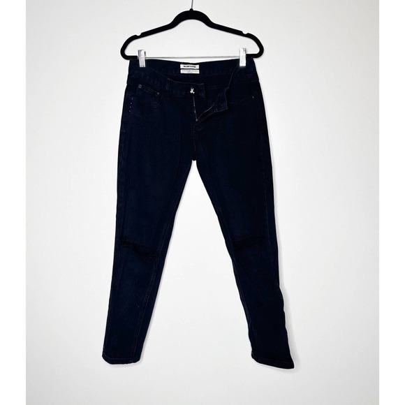 One Teaspoon Awesome Baggies Crop Ankle Jeans Women's Distressed Black Size 26 - Picture 3 of 7